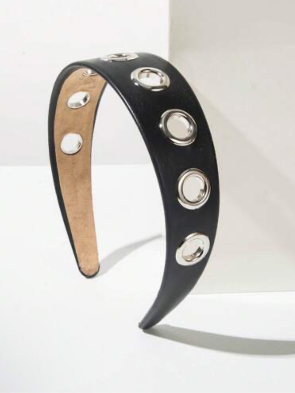 SHEIN Black Headband with Silver Grommet Detail